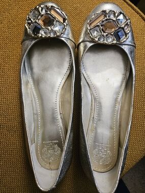 Vince Camuto Silver Jeweled Ballet Flats